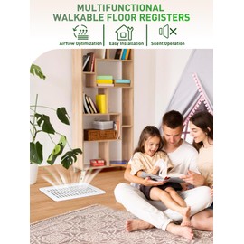 Floor Vent Covers, 2 Pack Floor Vents, Walkable Floor Register 4x10, Adjustable Vent Covers for Home Floor, One-Touch Airflow Lever Vent Covers for Sidewall, Bedroom, Office, ABS Frame, White