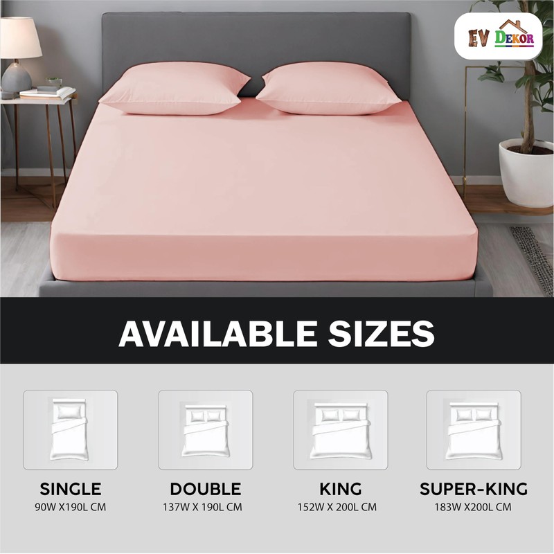 EV Dekor®MF123 Fitted Sheet King, Pink - Deep Pocket Bedsheet
