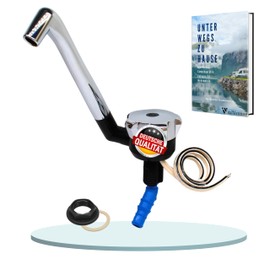 Comet NOVO 12 V Tap for Motorhome - with 10 mm Connection (Cold), Black/Chrome, Compact Camping Tap with Pump, Ideal for Washbasin, Motorhome, Motorhome Tap