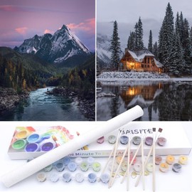 BAISITE Paint by Numbers Kit for Adults Beginners,12" Wx16 L 2 Pack Canvas for Painting Kits for Adults in Colorful Box-PBN219-220