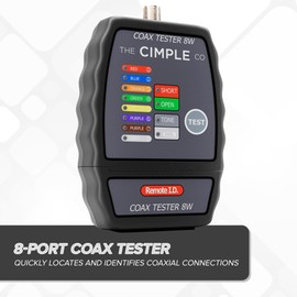 THE CIMPLE CO Coax Cable Tester, 8 Port, Wire Tracer, Continuity Tester, Test up to 8 Locations, Includes Color Coded Remotes, Mapper, Toner, Black