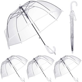 Kacctyen 4 Pcs Kids Clear Windproof Bubble Umbrella Auto Open Rainproof Transparent Umbrella for Children Boys Girls Outing (Transparent)