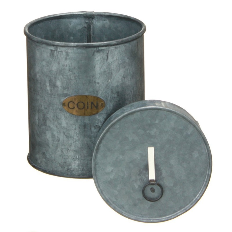 Galvanized Tin Coin Bank