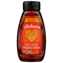 Wholesome Sweeteners 16-Ounce Organic Raw Unfiltered Honey Bottle, 100% Pure, Fair Trade Certified, Non GMO Project Verified, & Gluten Free, 1 Pack