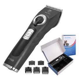 FENICE TOTEM Professional Electric Dog Grooming Clippers, 4000mAh Battery, LCD Display, Type-C Charging, Silver (Gray)