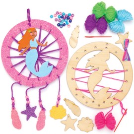 Baker Ross AT728 Wooden Mermaid Dream Catcher Set for Arts and Crafts Projects (4 Pieces)