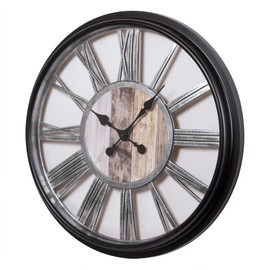 Kiera Grace Wall Clock, 20 Inch, Dublin Aged Silver Wall Clocks Battery Operated, Industrial Vintage Roman Numeral Farmhouse Decor for Living Room, Kitchen, Bathroom