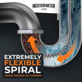 Meisterfaktur drain snake 3.0 [50 FT] - extremely long - Ideal plumbing snake for heavy & deep blockages - The drain auger for real do-it-yourselfers! (50 FT - 1/2 inch)
