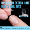 TOMICCA Short Almond Nail Tips, 192Pcs Half Matte Soft Gel