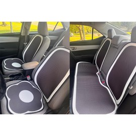 acdiac 3Pcs/7Pcs Universal Flower Car Seat Covers Full Set Breathable Cozy Washable Cushion Car Interior Accessories for Woman Men (Black-7Pcs/Seat)