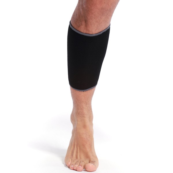 Neotech Care Calf Support Sleeve - Elastic & Breathable Knitted Fabric - Medium Compression - Black Colour (Size XL, 1 Unit)