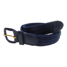 Streeze 30mm Mens Stretch Belt in 6 Sizes Elastic Fabric Woven Braided Stretch Webbed Belt with Leather Buckle (Small, Navy)
