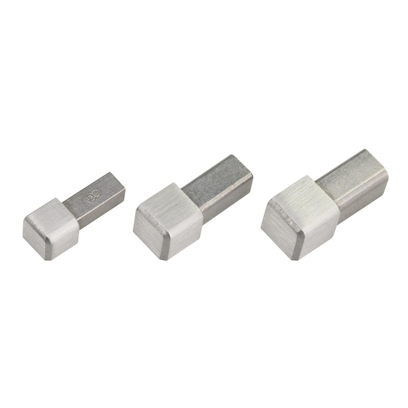 End Piece for Tile Rail Square Profile Corner V2A Brushed