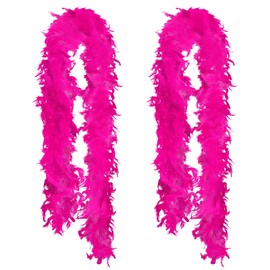 HaiMay 2 Pack Turkey Feather Boa for Craft Clothes Accessories Latin Wedding Dress Home Party Costumes Decoration, 4.4 Yards 40G Rose Feather Boas