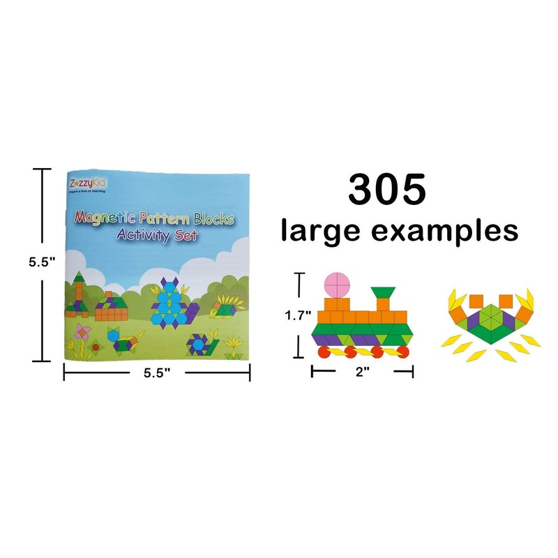 ZazzyKid Kids Magnetic Pattern Blocks Set: 216 PCS Geometric Shape