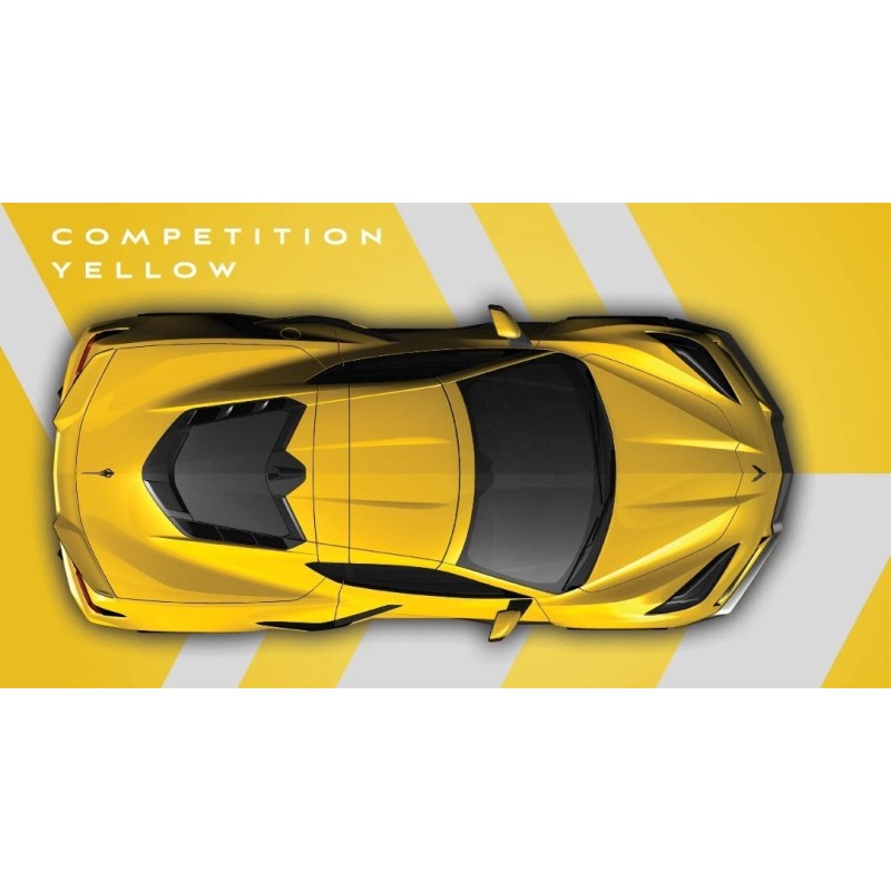 23766 C8 Corvette COMPETITION YELLOW STEERING WHEEL VINYL STRIPE (2