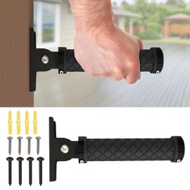 Flip Up Grab Bars for Doorways & Wall & Stairs，Safety Assist Handles for Elderly，Senior and Folding Grab Bars，Non-Slip Grip for Handicap，Disabled or People with Limited Balance-Black
