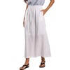 EELOTILE Womens Pure Linen Maxi Skirt Elastic Drawstring Back Slit