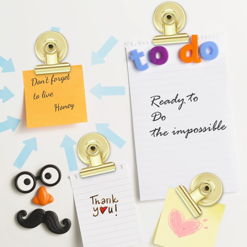 Artcut 8 Pack Gold Magnetic Clips - Strong Fridge &