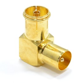 kenable RF Right Angle Adapter Plug to Socket For TV Coax Aerial Cables Gold