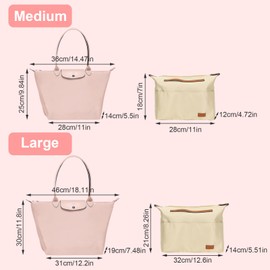 Tote Bag Organiser for Longchamp - Perfect Long Champ Bag Organizer for Purse Accessories - Keep Your Purse Neat and Tidy with Bag Insert Organiser. (Beige, Medium)