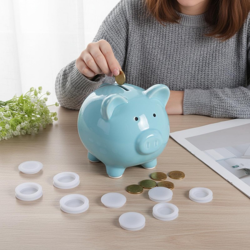 20 Pieces Piggy Bank Stopper, White Silicone Savings Box Bottom