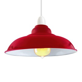 LEDSone Industrial Pendant Ceiling Light Shade, Retro Kitchen Pendant Ceiling Lights Vintage Metal Loft Bar Hanging Chandelier Lighting Rustic Pendant Lamp Shade (Red)