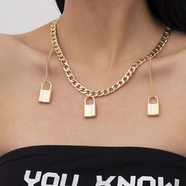 fxmimior - Gargantilla de capas simples de plata hecha a mano con colgante multicapa ajustable chapado en plata para mujeres y niñas (oro)