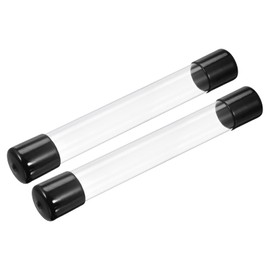 PATIKIL Clear Rigid Tube Round Plastic Tubing with Black Rubber Caps Polycarbonate Water Pipe, 305mm/ 12 Inch Length, 26mmx28mm/1.02"x1.1", 2 Set