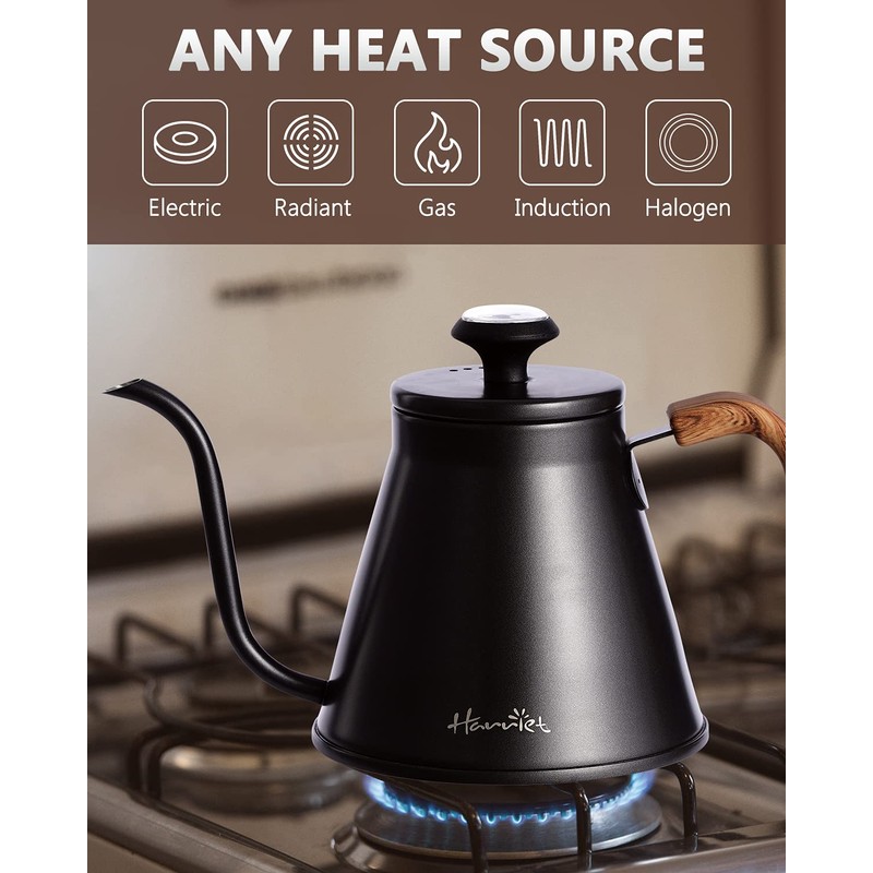 Harriet Gooseneck Kettle with Thermometer for Pour Over Coffee and