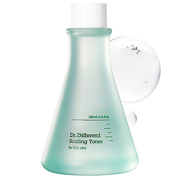 Dr.Different Scaling Toner (for Oily Skin) 200ml (6.76 fl.oz.) - AHA Exfoliating Astringent, PH Balancing Hypoallergenic Soothing and Pore Tightening Skin Care