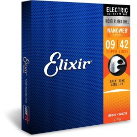 Elixir Super Light Electric Guitar Strings Nickel Nanoweb, 12002, 9-42
