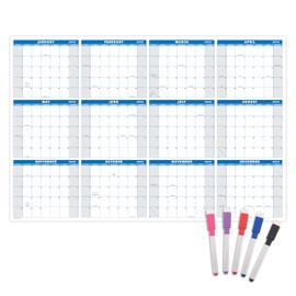 Extra Large 32" x 48" 2025 Dry Erase Wall Calendar with Markers - Wet & Dry Erasable 12 Month Annual Yearly Wall Planner (Blue, Laminated, 2025)