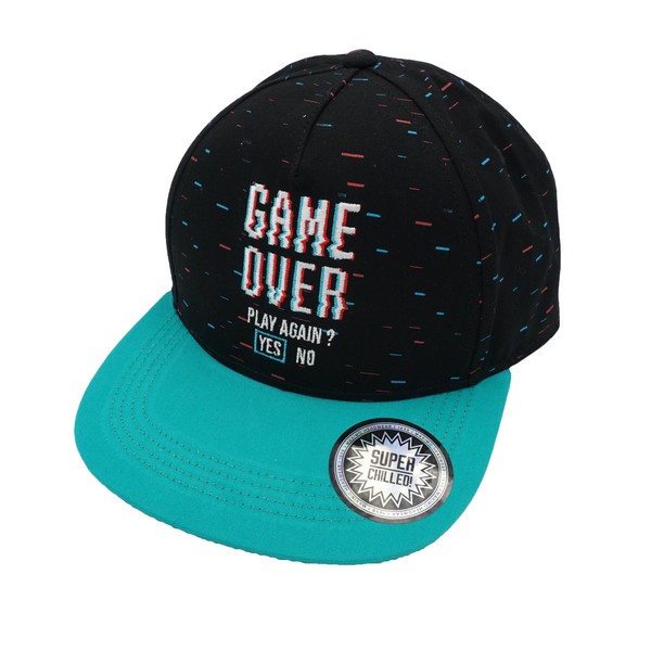 maximo Kids Boy Cap Game Over Snap-Back Closure, Black/Ocean Green,