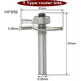BE-TOOL Router Bit, 1pc T-Slot Milling Cutter 1/4" Shank Woodworking Tools for Home Improvement and DIY