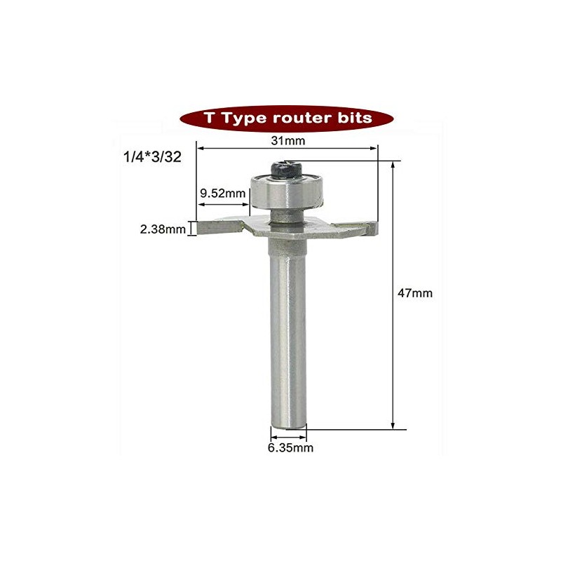 BE-TOOL Router Bit, 1pc T-Slot Milling Cutter 1/4" Shank Woodworking