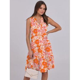 ANRABESS Womens Mini Dresses Sleeveless V Neck Tiered Swing Going Out Beach Vacation Sundress 2025 Summer Casual Outfits Chrysanthemum Floral Large