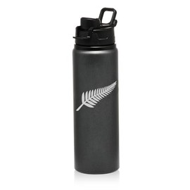 25 oz Water Bottle Sports Travel Mug Gift New Zealand Silver Fern (Charcoal)