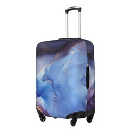 FINOWIN Travel Luggage Cover Suitcase Protector, Colorful Rainbow Paint Splatter Washable Elastic Suitcase Cover for Wheeled Suitcase, Blue Purple Marble, M (for 22-24 Inch Luggage)