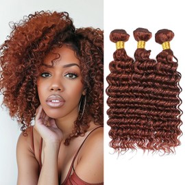 Reddish Brown Color 33 Deep Wave Bundles Human Hair 26 28 30 Inch Combines Aesthetic Appeal With High Practicality for Daily Wear