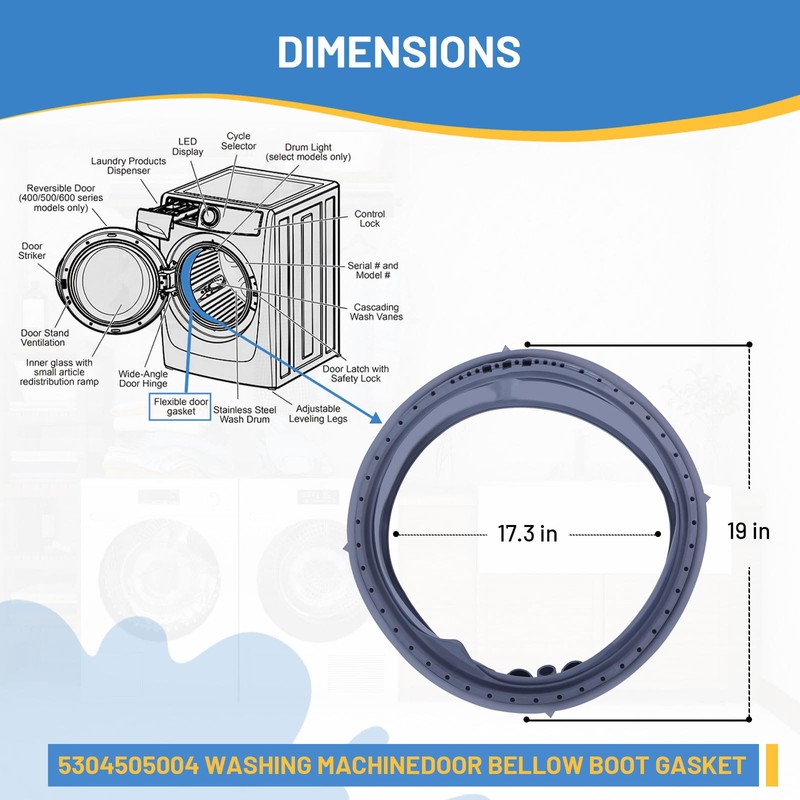 5304505004 for Electrolux Washer Door Seal EFLS627UTT0 EFLS617STT0 EFLS527UIW0 EFLS517SIW0