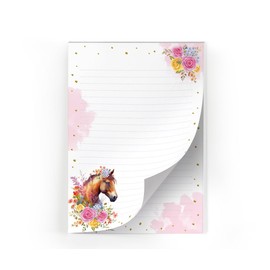 Writing Paper Set Letter Pad with Envelope for Girls Children Horse Children's Motif Letter Paper Pad Lined (A5 Pad with 25 Sheets + 15 Envelopes)