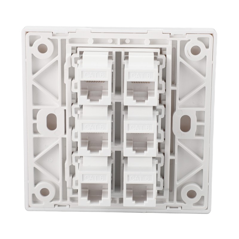 6 Port Cat 6 Ethernet Wall Plate Removable Female to