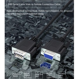 H.May 1 M All Copper RS232 Serial Cable,9 pin COM Port Connection Cable, DB9 M/F Direct Connect Cross Data Cable (Full cross male to female)