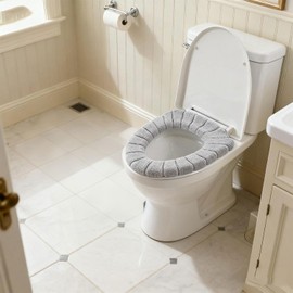 Guojanfon Bathroom Soft Thicker Warmer Stretchable Washable Cloth Toilet Seat Cover Pads 3PCS