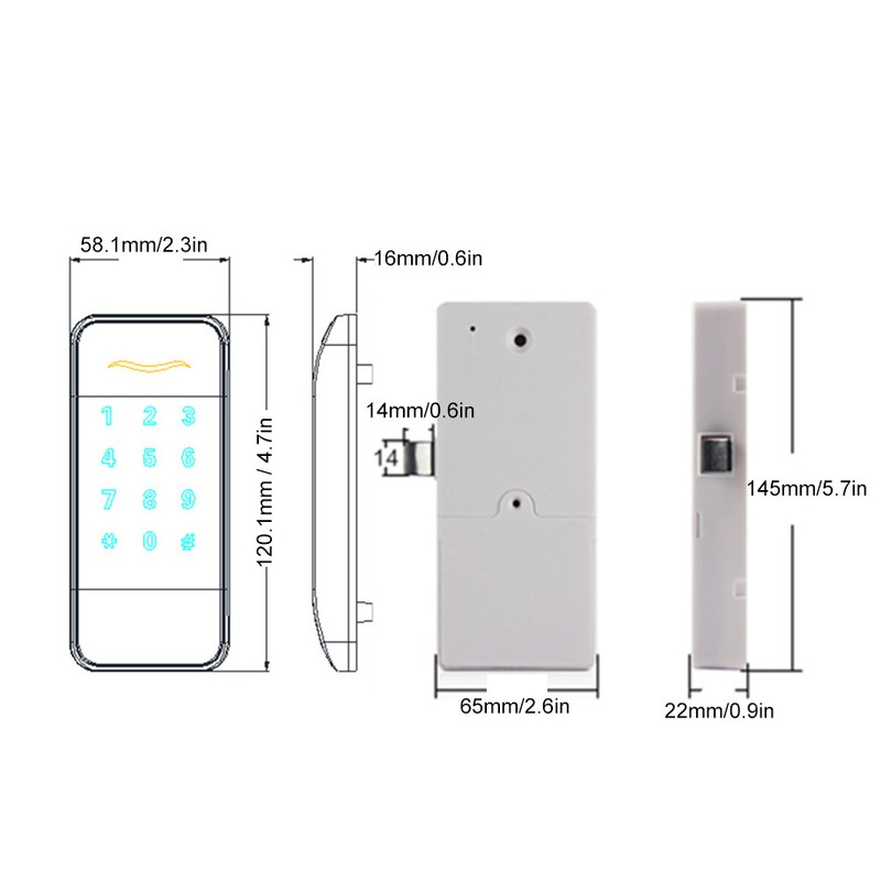 Concealed Electronic Smart Lock RFID Card Password Touch Keypad Safety