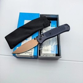 BM 535 BUGOUT Nylon Glass Fibre Handle Folding Knife Custom Drop Point Blade for Camping & Tactical Pocket Knives US Spotcolor: Purple-blue handled golden blade, blade length: 3.23in, blade width: 1.1in, type: Pocket Knife