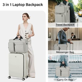 Hanke Carry On Luggage Backpack, Multifunctional Travel Backpack for Women Men, Personal Item Travel Bag Flight Approved, Lightweight Weekender Bags for Women Travel Essentials, Rock Grey