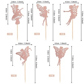 30 piezas de adornos para cupcakes de hadas con purpurina, diseño de ángel, hadas, bailarín de ballet para bodas, despedidas de soltera, baby shower, fiesta de cumpleaños, decoración de pasteles, color oro rosa