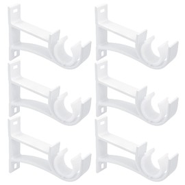 Curtain Rod Brackets, White Curtain Rod Holders Wall Mounted Curtain Rod Hooks for Drapes Heavy Duty Curtain Rod Hangers Brackets for 1 to 1.2 inch Diameter Curtain Rods, Easy to Install, 6 Pack